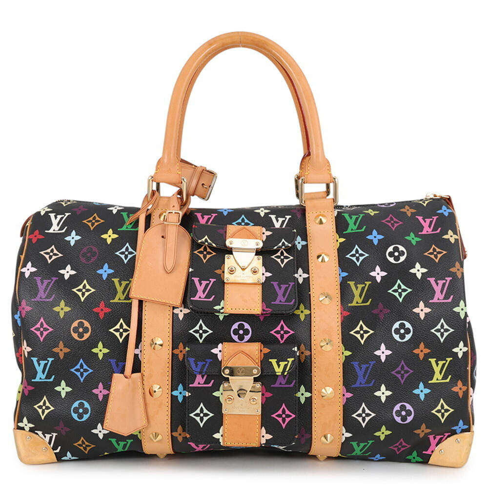 Louis Vuitton Boston Bag Monogram Multicolor Keepall 45 M92640 Black Handbag ...